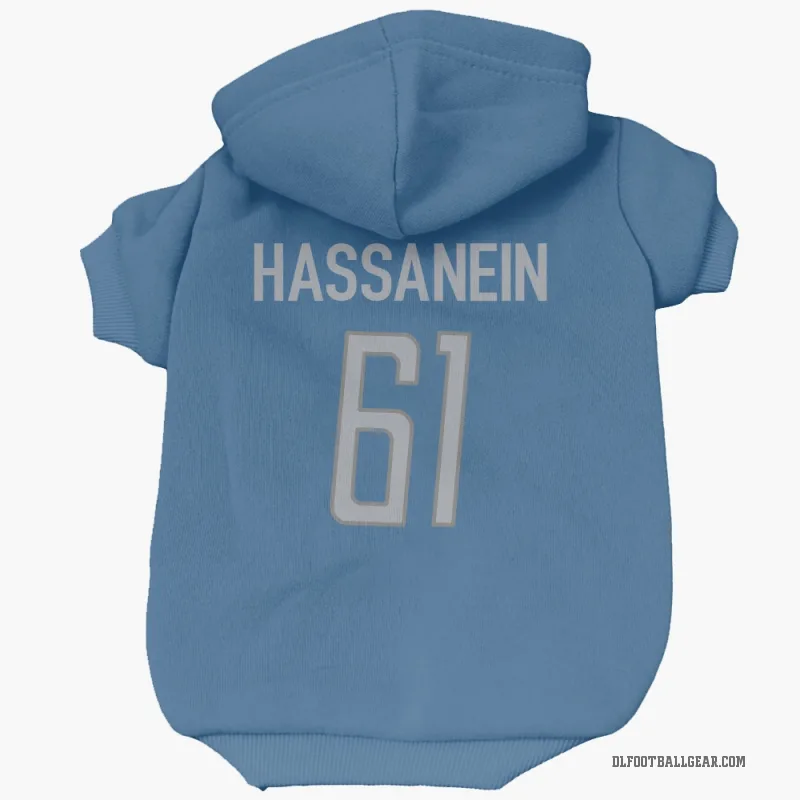Ahmed Hassanein  Blue Detroit Lions  Cat & Dog Pet Hoodie
