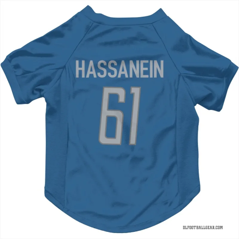 Ahmed Hassanein  Blue Detroit Lions  Cat & Dog Pet Jersey