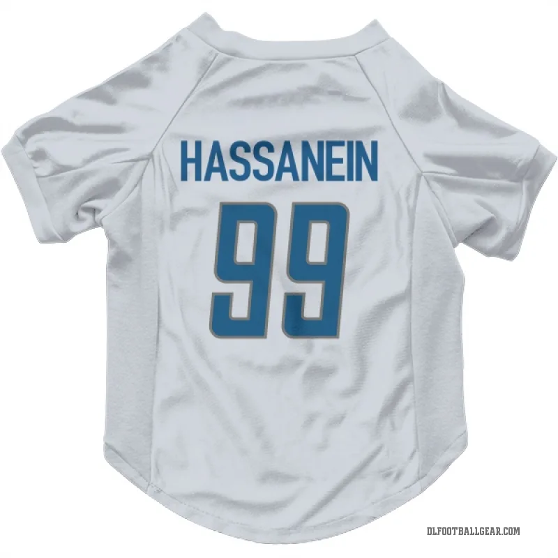 Ahmed Hassanein  White Detroit Lions  Cat & Dog Pet Jersey