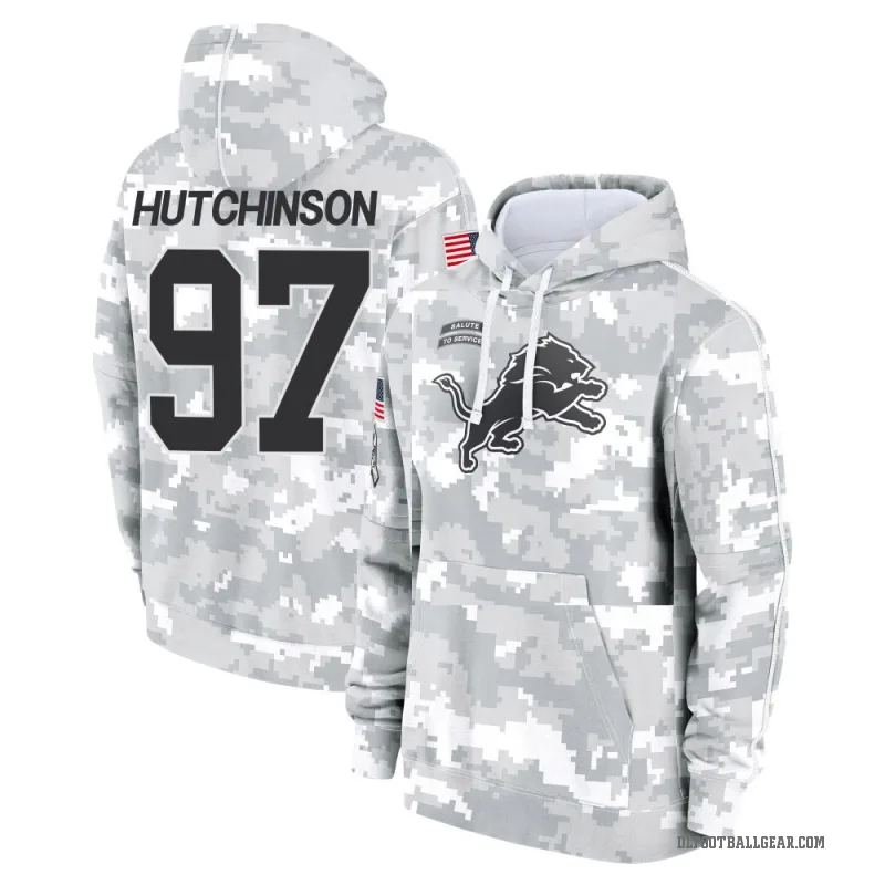 Aidan Hutchinson Men's Camo Detroit Lions Arctic 2024 Salute to Service Club Fleece Pullover Hoodie