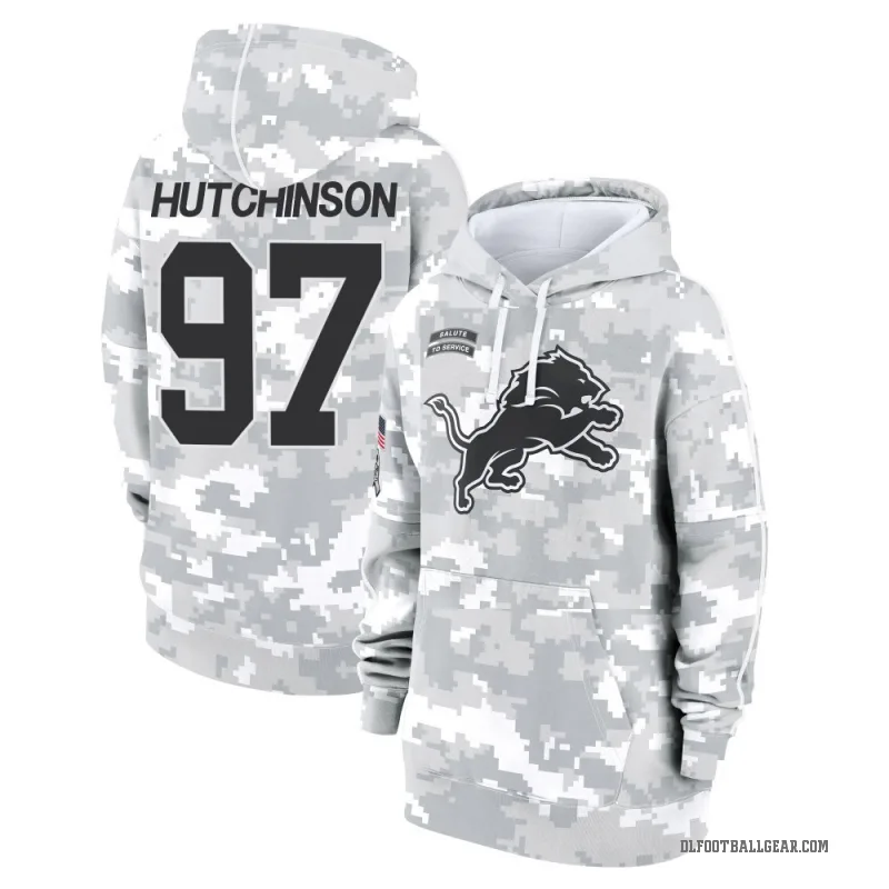 Aidan Hutchinson Women's Camo Detroit Lions Arctic 2024 Salute to Service Club Fleece Pullover Hoodie