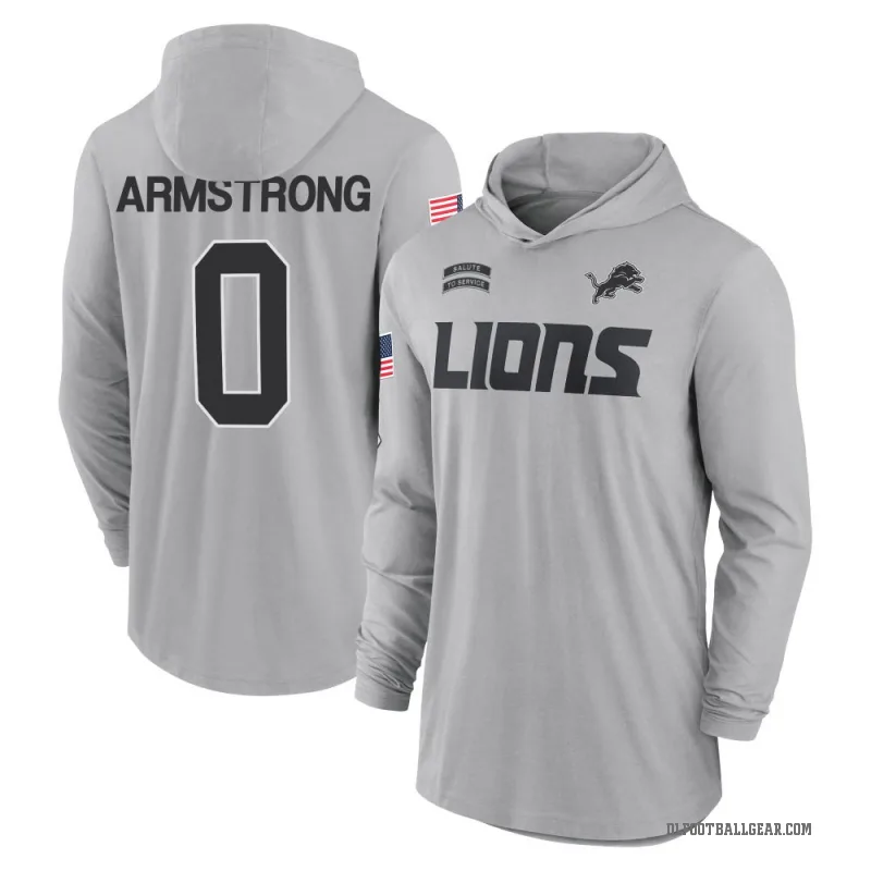 Andrew Armstrong Youth Gray Detroit Lions 2024 Salute to Service Lightweight Performance Long Sleeve Hooded T-Shirt
