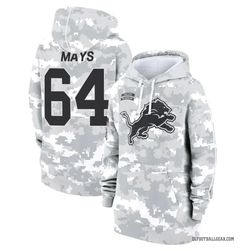 Cade Mays Women's Camo Detroit Lions Arctic 2024 Salute to Service Club Fleece Pullover Hoodie