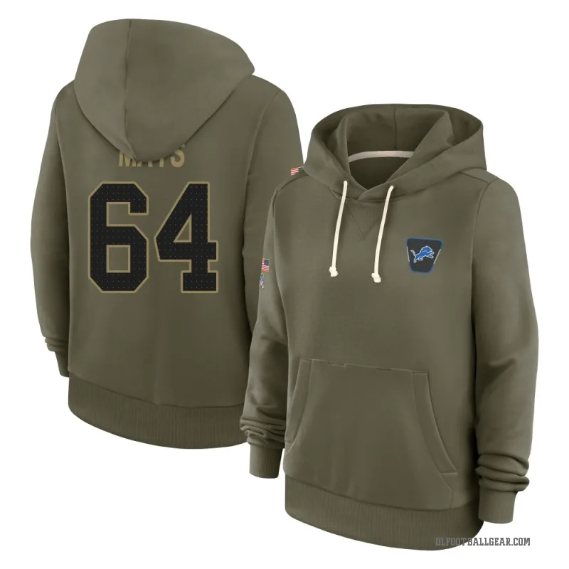 Cade Mays Women's Olive Detroit Lions 2025 Salute to Service Hoodie