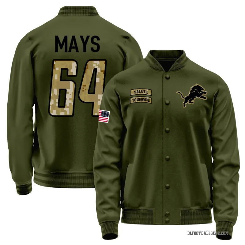 Cade Mays Youth Olive Detroit Lions Salute to Service Sideline Performance Jacket
