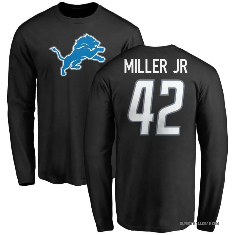 D.J. Miller Jr. Men's Black Detroit Lions Logo Long Sleeve T-Shirt -