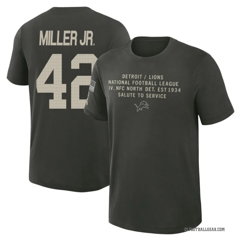 D.J. Miller Jr. Men's Green Detroit Lions Dark/ 2025 Salute to Service Sideline Slub T-Shirt