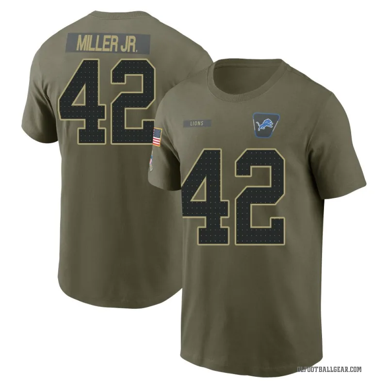D.J. Miller Jr. Men's Olive Detroit Lions 2025 Salute to Service T-Shirt