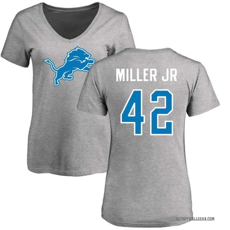 D.J. Miller Jr. Women's Ash Detroit Lions Logo Slim Fit T-Shirt -