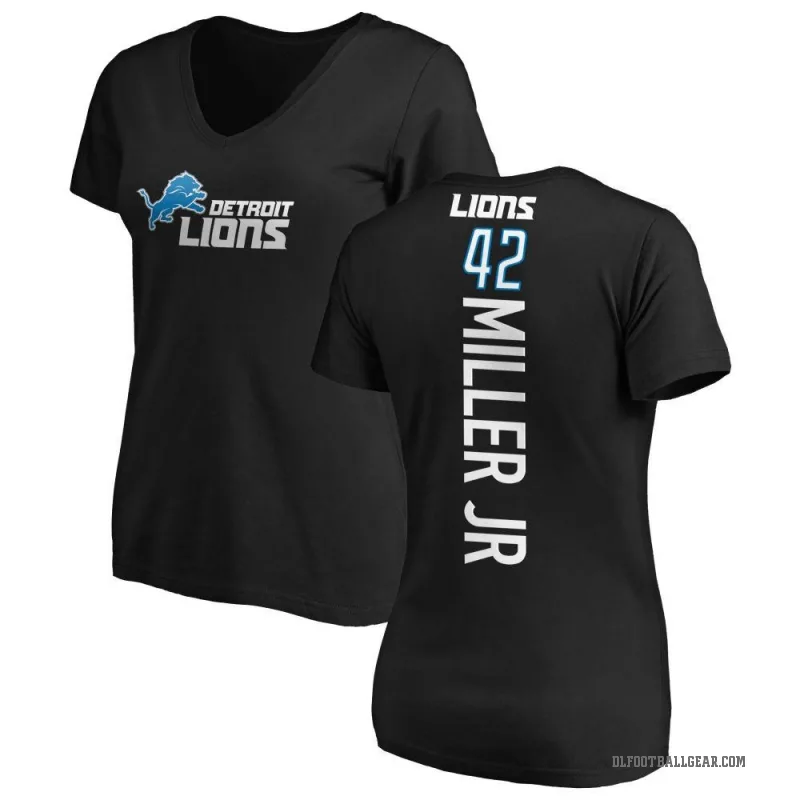 D.J. Miller Jr. Women's Black Detroit Lions Backer Slim Fit T-Shirt -