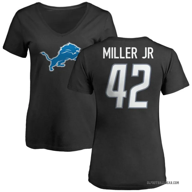 D.J. Miller Jr. Women's Black Detroit Lions Logo Slim Fit T-Shirt -