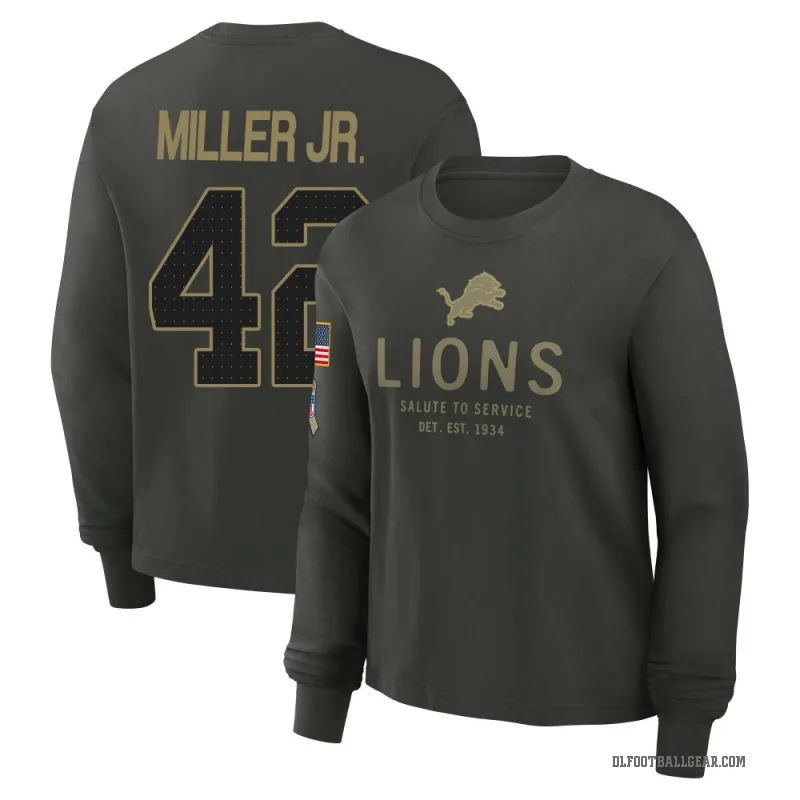 D.J. Miller Jr. Women's Green Detroit Lions Dark/ 2025 Salute to Service Sideline Long Sleeve T-Shirt