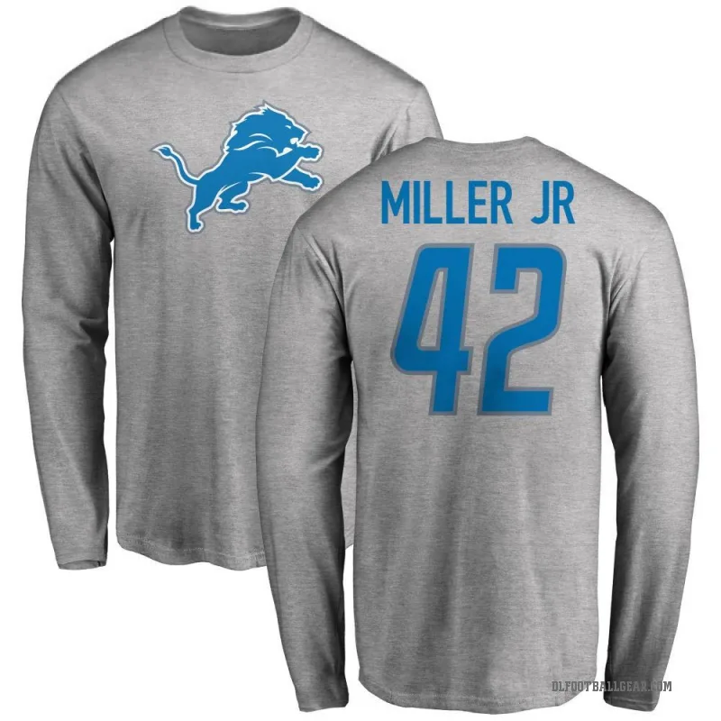 D.J. Miller Jr. Youth Ash Detroit Lions Logo Long Sleeve T-Shirt -