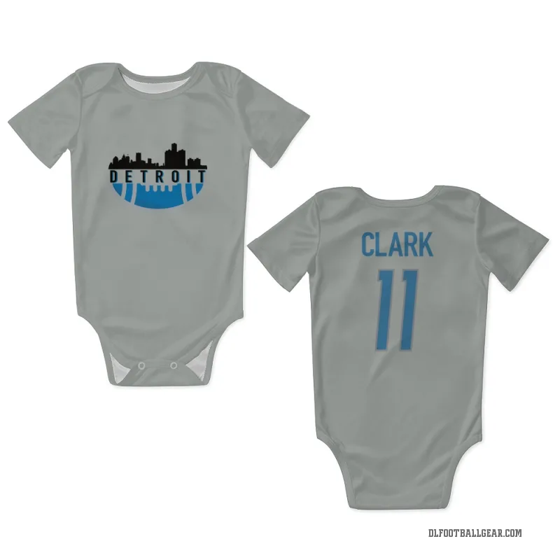 Damone Clark  Detroit Lions   Silver Newborn & Infant Bodysuit
