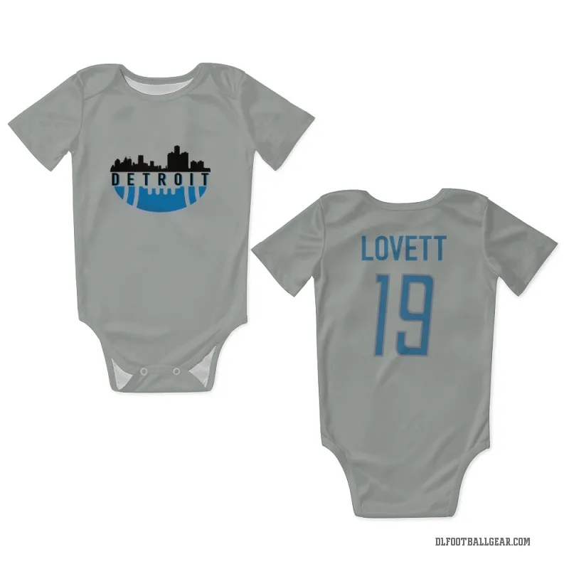 Dominic Lovett  Detroit Lions   Silver Newborn & Infant Bodysuit