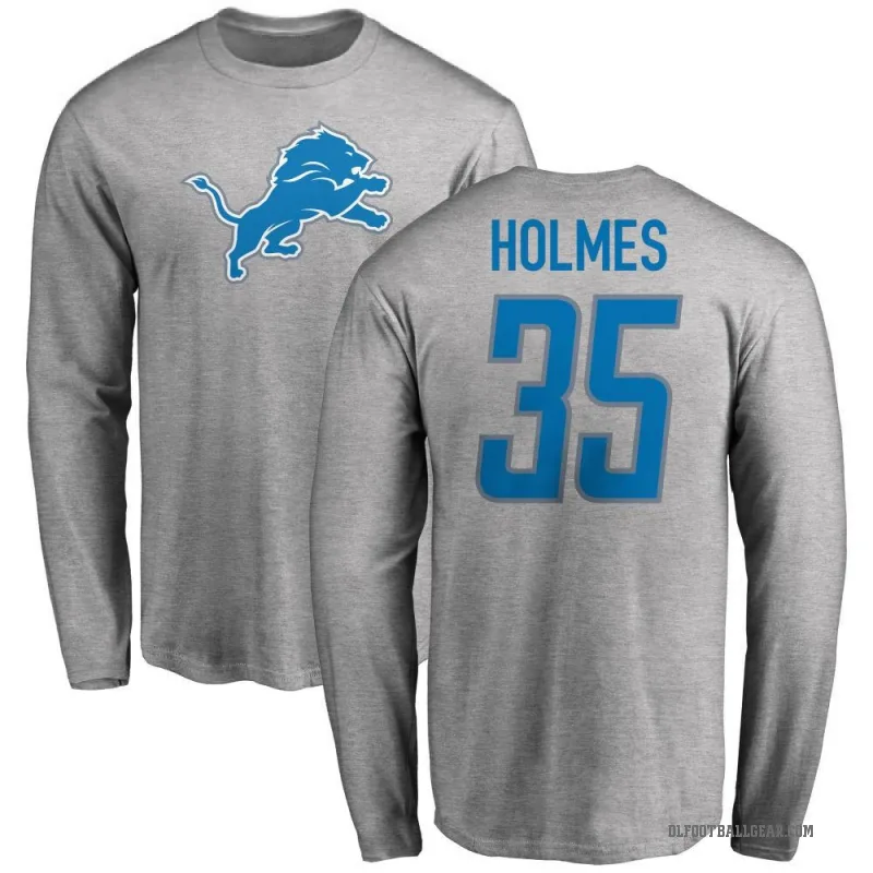 Gavin Holmes Men's Ash Detroit Lions Logo Long Sleeve T-Shirt -