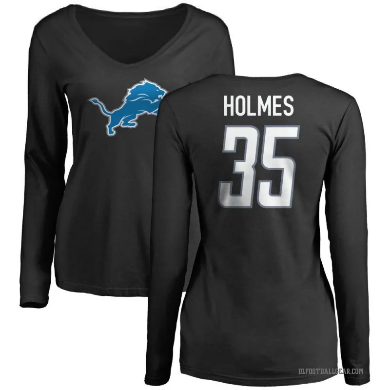 Gavin Holmes Women's Black Detroit Lions Logo Slim Fit Long Sleeve T-Shirt -