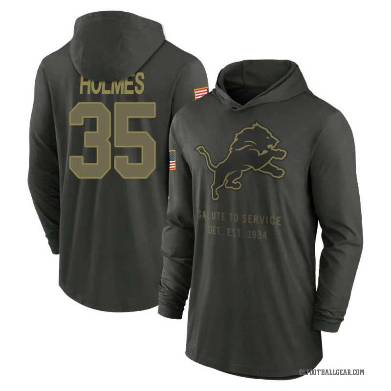 Gavin Holmes Youth Green Detroit Lions Forest/ 2025 Salute to Service Sideline Lightweight Hooded Pullover Long Sleeve T-Shirt