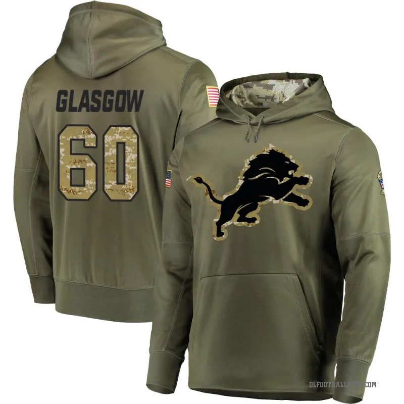 Graham Glasgow Men's Olive Detroit Lions Salute to Service Pullover Hoodie