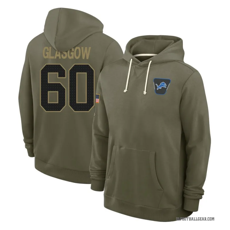 Graham Glasgow Youth Olive Detroit Lions 2025 Salute to Service Hoodie