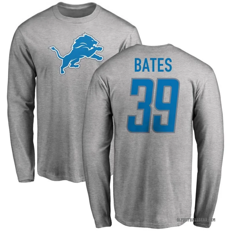 Jake Bates Men's Ash Detroit Lions Logo Long Sleeve T-Shirt -
