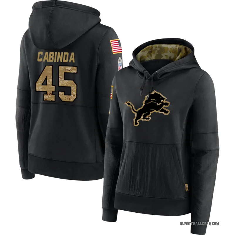 Jason Cabinda Women's Black Detroit Lions 2020 Salute to Service Sideline Performance Pullover Hoodie