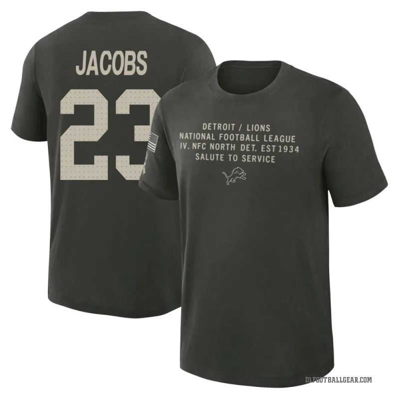 Jerry Jacobs Men's Green Detroit Lions Dark/ 2025 Salute to Service Sideline Slub T-Shirt