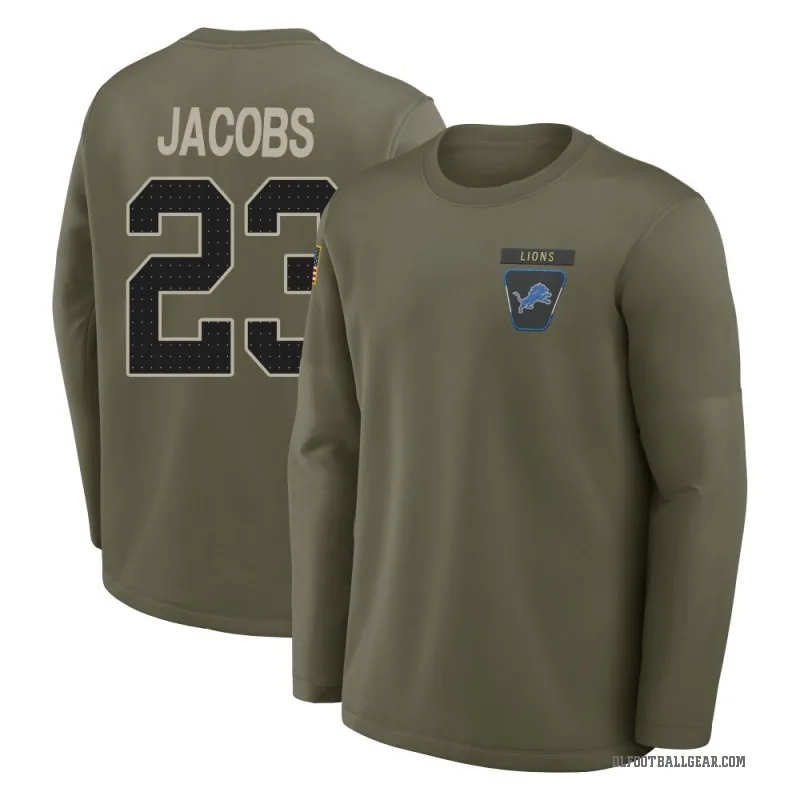 Jerry Jacobs Men's Olive Detroit Lions 2025 Salute to Service Sideline Coaches Long Sleeve T-Shirt