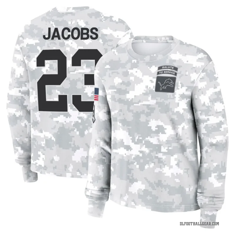 Jerry Jacobs Women's Camo Detroit Lions Arctic 2024 Salute to Service Long Sleeve T-Shirt