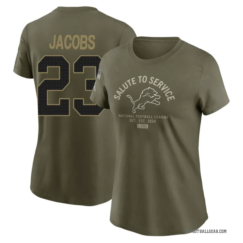 Jerry Jacobs Women's Olive Detroit Lions 2025 Salute to Service Sideline T-Shirt