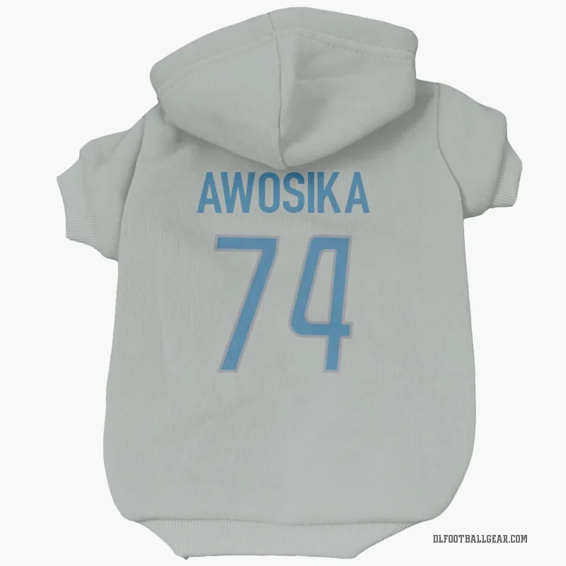 Kayode Awosika  Detroit Lions   Silver Cat & Dog Pet Hoodie
