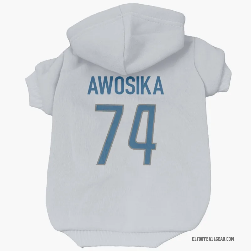 Kayode Awosika  White Detroit Lions  Cat & Dog Pet Hoodie