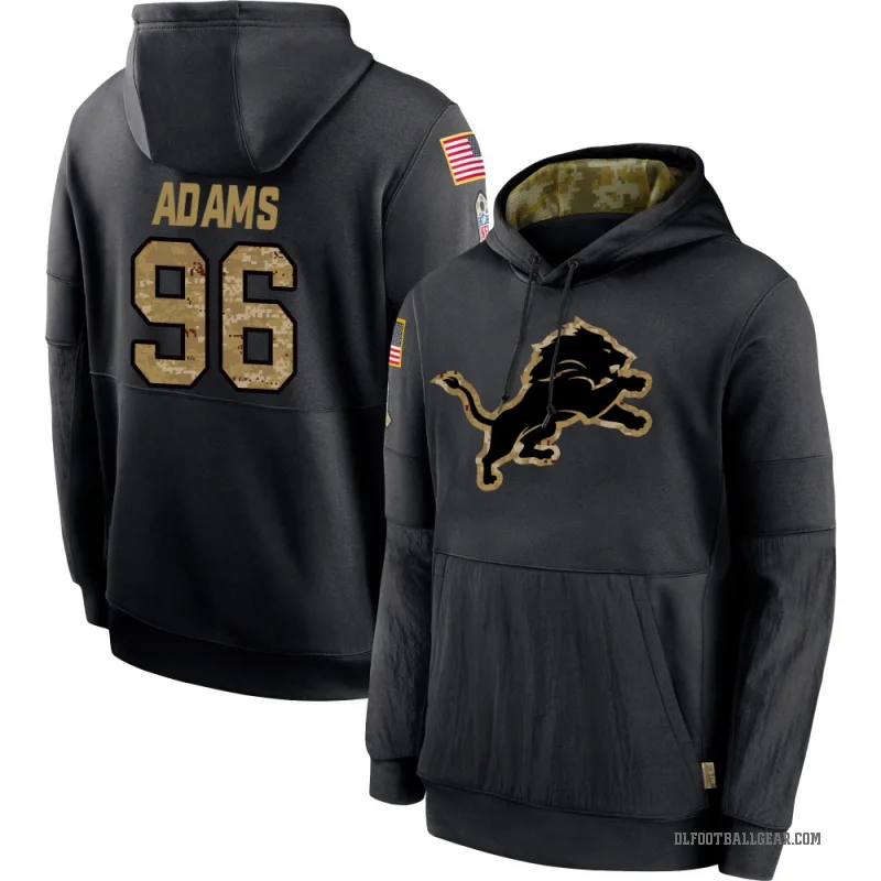 Myles Adams Men's Black Detroit Lions 2020 Salute to Service Sideline Performance Pullover Hoodie