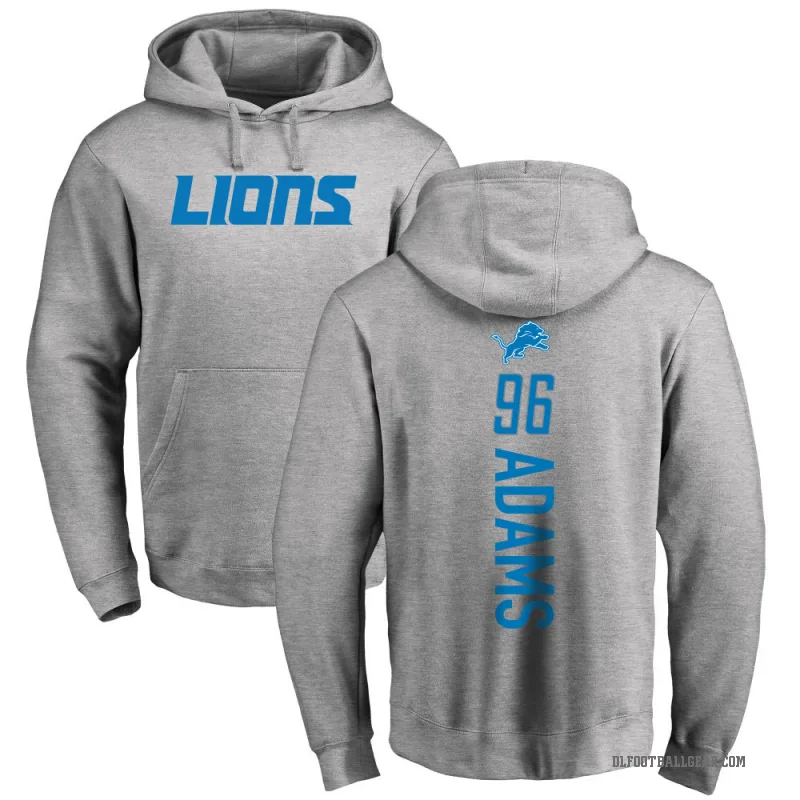 Myles Adams Men's Detroit Lions Pro Line Ash Backer Pullover Hoodie