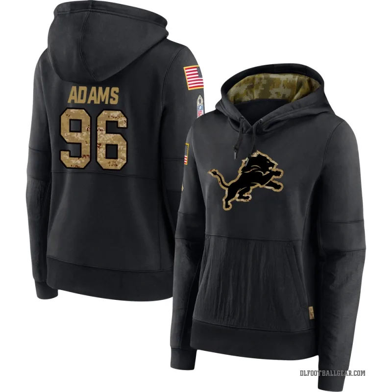 Myles Adams Women's Black Detroit Lions 2020 Salute to Service Sideline Performance Pullover Hoodie