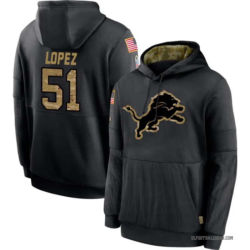 Roy Lopez Men's Black Detroit Lions 2020 Salute to Service Sideline Performance Pullover Hoodie