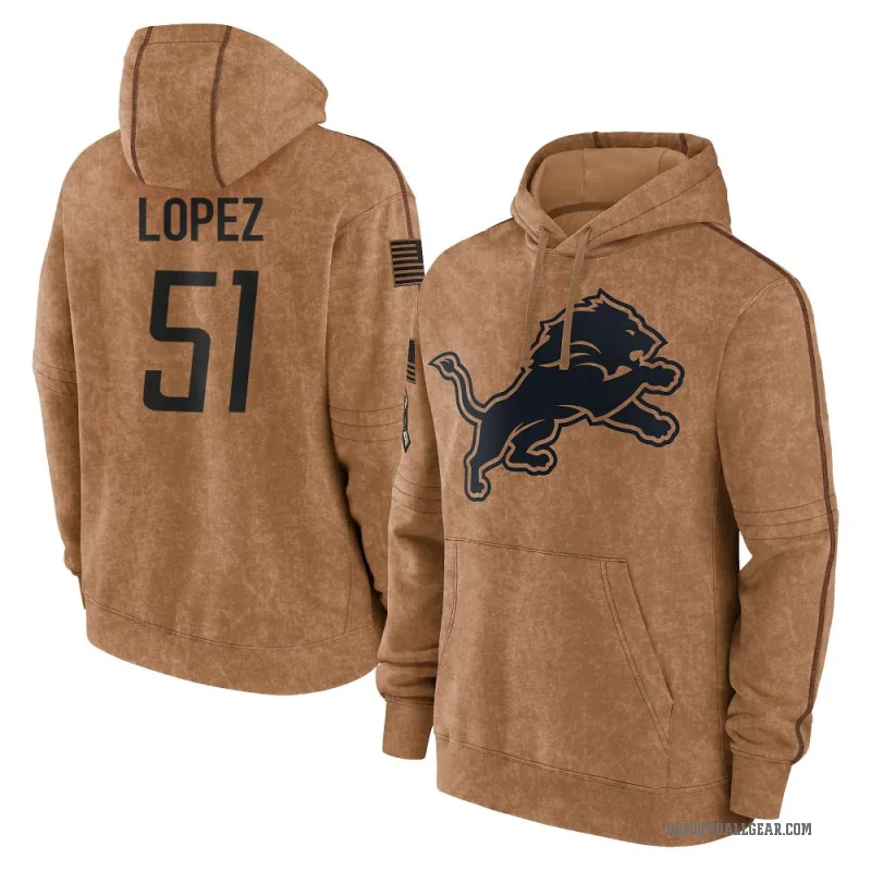 Roy Lopez Men's Brown Detroit Lions 2023 Salute To Service Club Pullover Hoodie