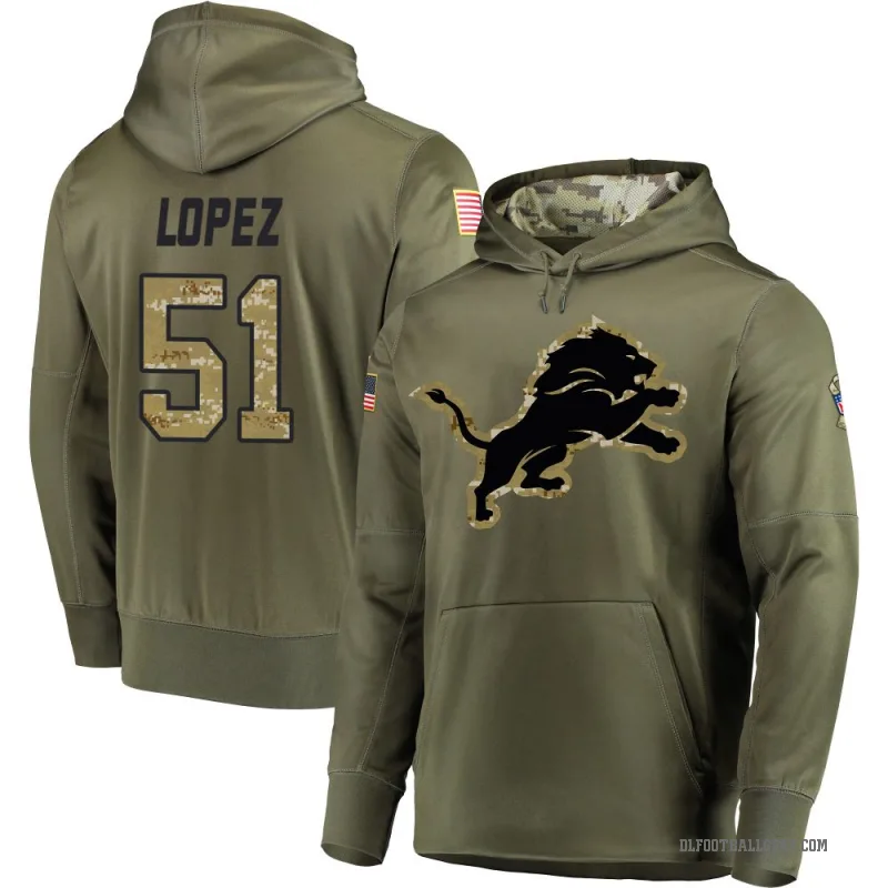 Roy Lopez Men's Olive Detroit Lions Salute to Service Pullover Hoodie