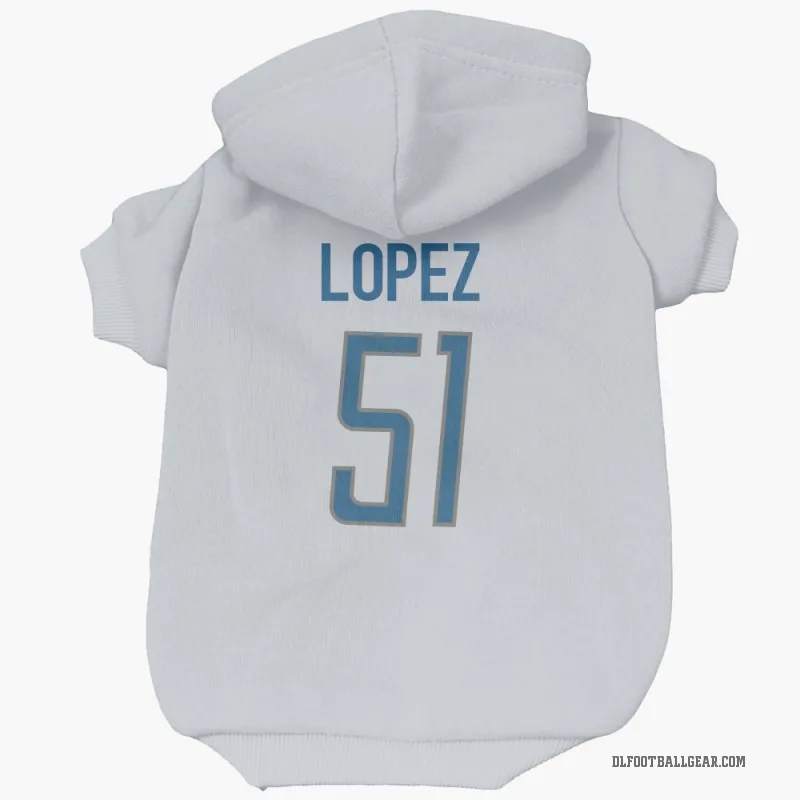 Roy Lopez  White Detroit Lions  Cat & Dog Pet Hoodie