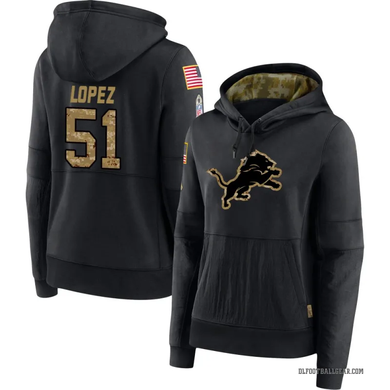 Roy Lopez Women's Black Detroit Lions 2020 Salute to Service Sideline Performance Pullover Hoodie