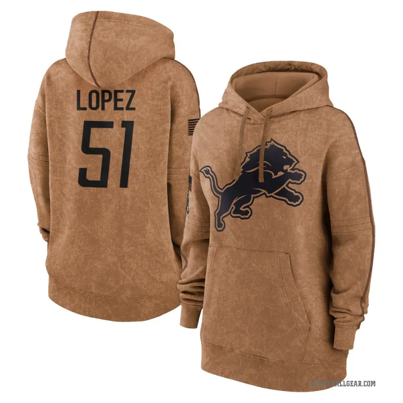 Roy Lopez Women's Brown Detroit Lions 2023 Salute To Service Pullover Hoodie