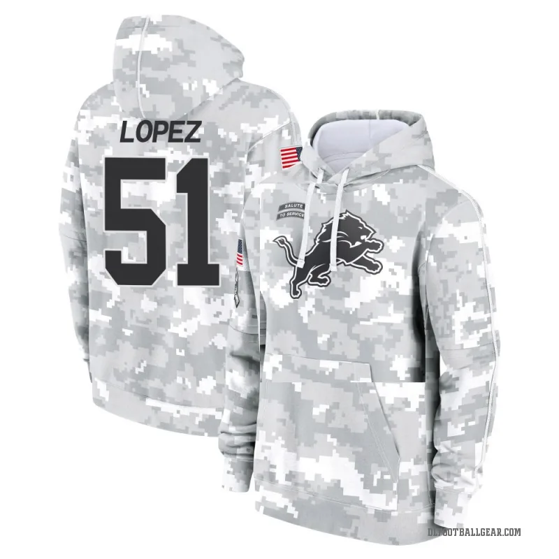 Roy Lopez Youth Camo Detroit Lions Arctic 2024 Salute to Service Club Fleece Pullover Hoodie