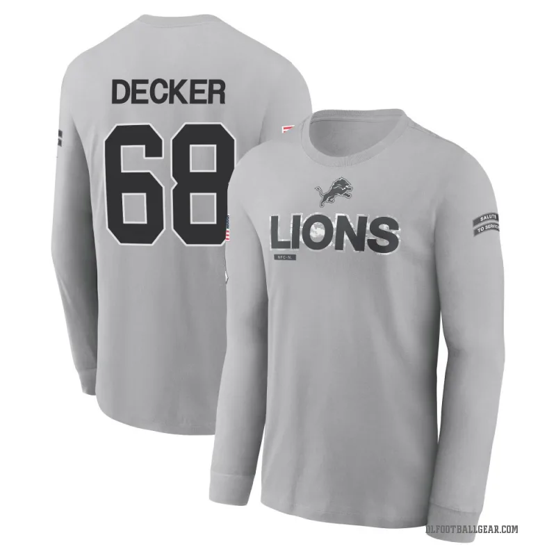 Taylor Decker Men's Gray Detroit Lions 2024 Salute to Service Long Sleeve T-Shirt