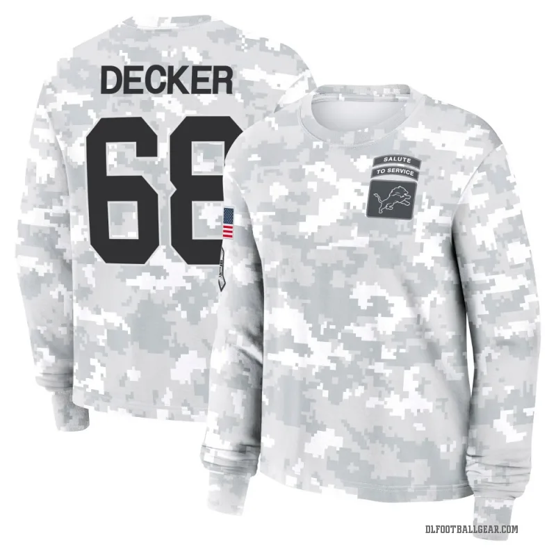 Taylor Decker Women's Camo Detroit Lions Arctic 2024 Salute to Service Long Sleeve T-Shirt