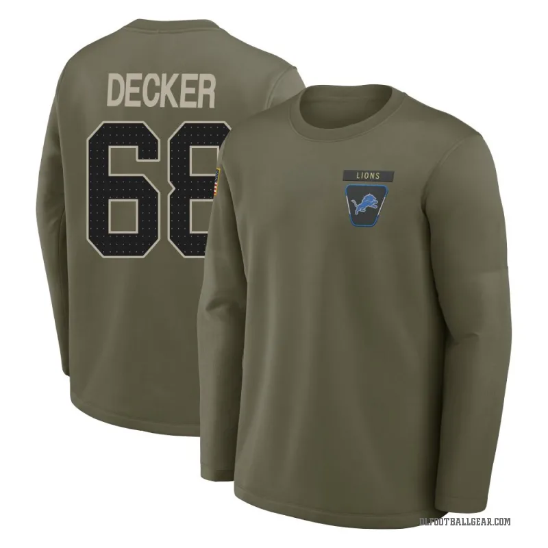 Taylor Decker Youth Olive Detroit Lions 2025 Salute to Service Sideline Coaches Long Sleeve T-Shirt