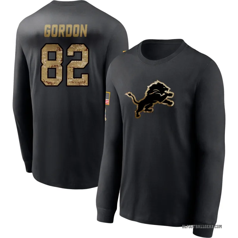 Thomas Gordon Men's Black Detroit Lions 2020 Salute To Service Sideline Performance Long Sleeve T-Shirt