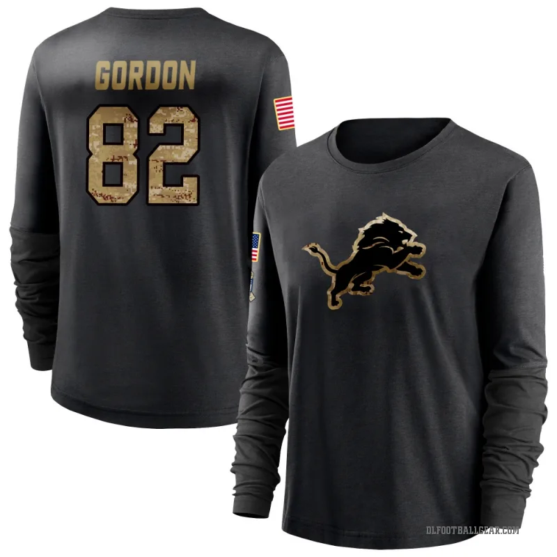 Thomas Gordon Women's Black Detroit Lions 2020 Salute To Service Sideline Performance Long Sleeve T-Shirt