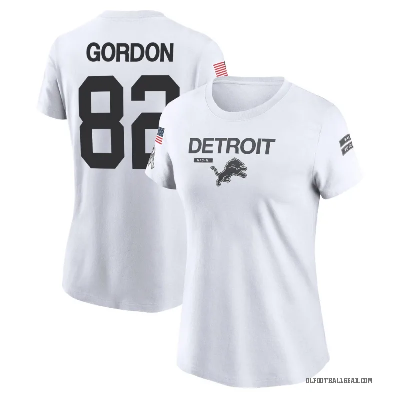Thomas Gordon Women's White Detroit Lions 2024 Salute to Service Performance T-Shirt