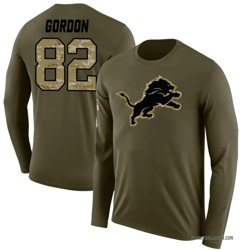 Thomas Gordon Youth Olive Detroit Lions Salute to Service Sideline Long Sleeve T-Shirt