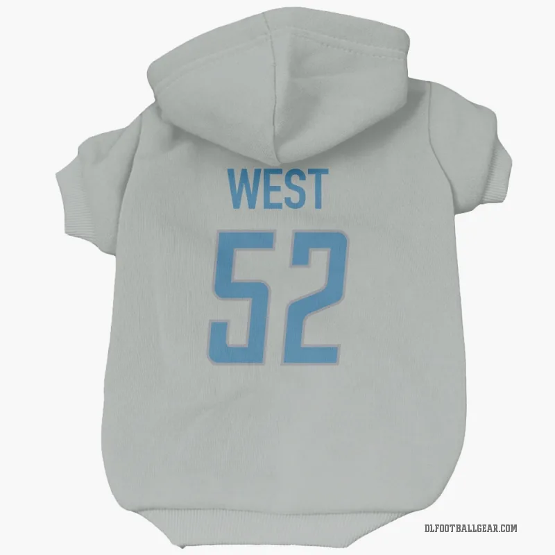 Tyre West  Detroit Lions   Silver Cat & Dog Pet Hoodie